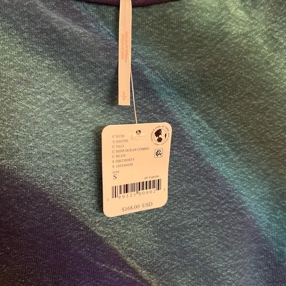 NWT Free People: Elegant Blue and Green Long Sleeve Dress - Picture 3 of 3